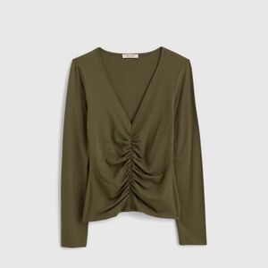 NWT Madewell Shirred V-neck Long-sleeved top